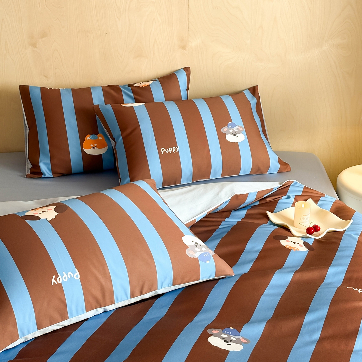 91家纺网 家纺一手货源 找家纺 卧趣家纺 2026新款纯棉四件套高级100Pro全棉贡缎卡通四件套 恬悠