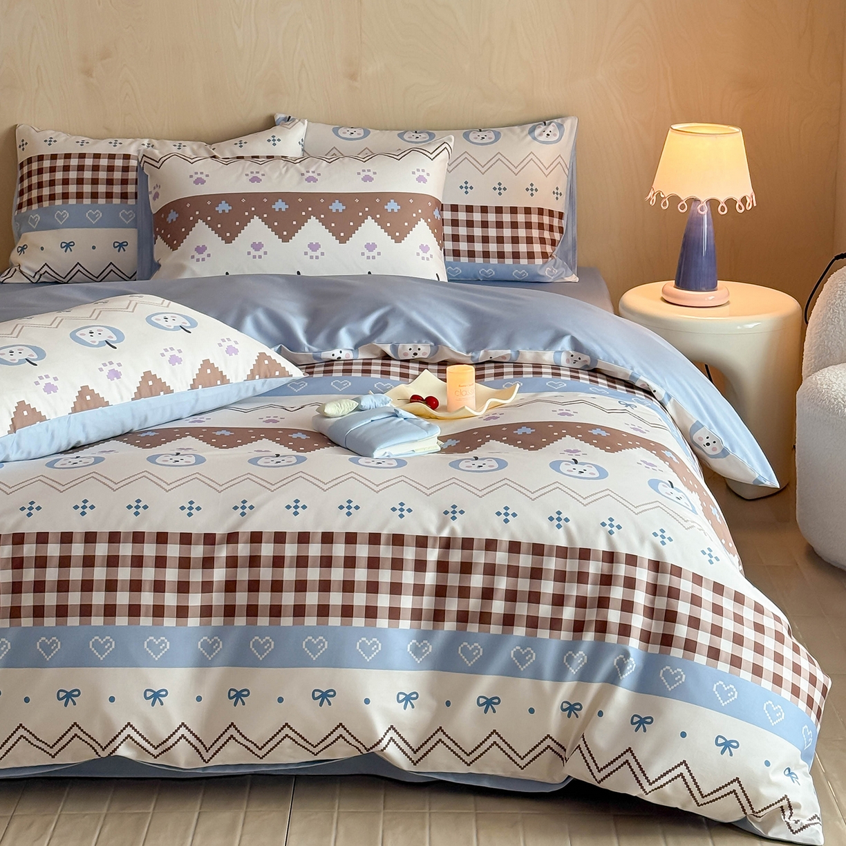 91家纺网 家纺一手货源 找家纺 卧趣家纺 2026新款纯棉四件套高级100Pro全棉贡缎卡通四件套 菲格拉