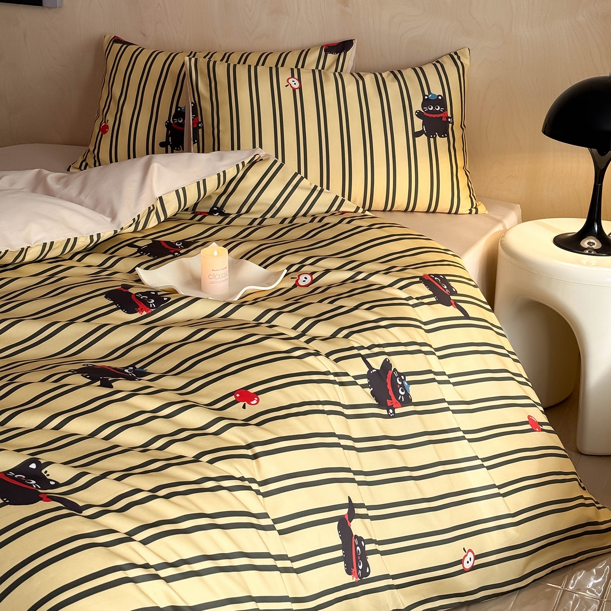 91家纺网 家纺一手货源 找家纺 卧趣家纺 2026新款纯棉四件套高级100Pro全棉贡缎卡通四件套 甜心