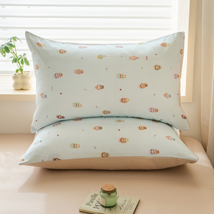 91家纺网 家纺一手货源 找家纺 雯雨家纺 2026新款A类全棉有氧双层纱单枕套 全棉双层纱枕套-布精灵