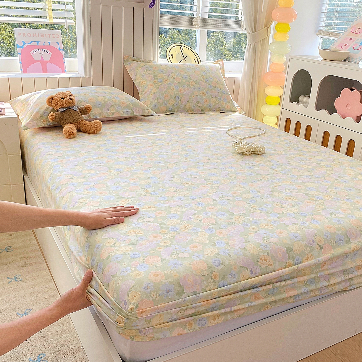 金丝兔 2026新款纯棉印花单品床笠系列 栀子花语