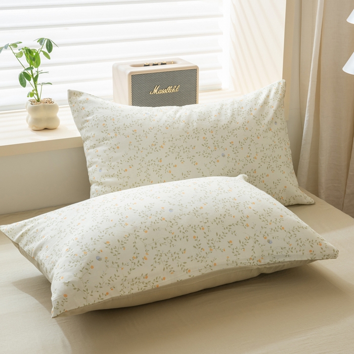 91家纺网 家纺一手货源 找家纺 雯雨家纺 2026新款A类全棉有氧双层纱单枕套 全棉双层纱枕套-风晚