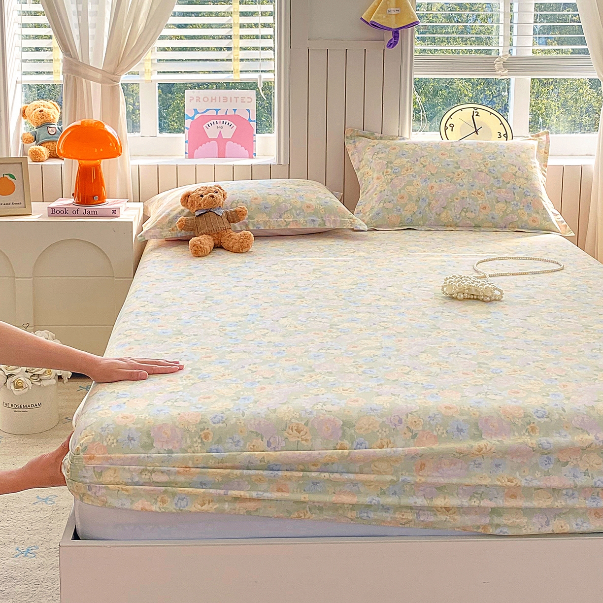 91家纺网 家纺一手货源 找家纺 金丝兔 2026新款纯棉印花单品床笠系列 栀子花语