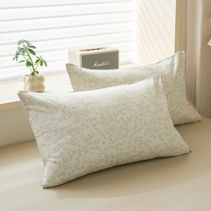 91家纺网 家纺一手货源 找家纺 雯雨家纺 2026新款A类全棉有氧双层纱单枕套 全棉双层纱枕套-风晚