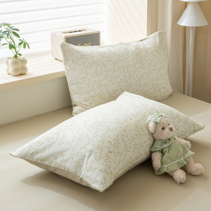 91家纺网 家纺一手货源 找家纺 雯雨家纺 2026新款A类全棉有氧双层纱单枕套 全棉双层纱枕套-风晚