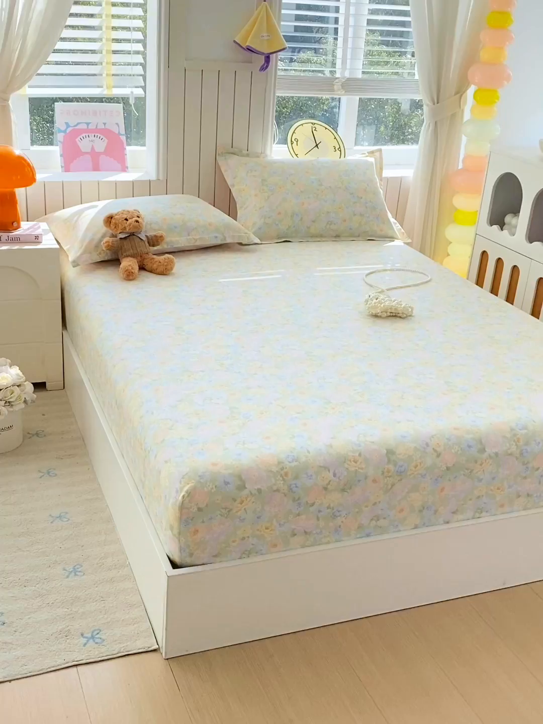 91家纺网 家纺一手货源 找家纺 金丝兔 2026新款纯棉印花单品床笠系列 栀子花语