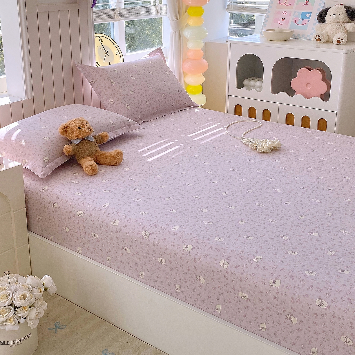 91家纺网 家纺一手货源 找家纺 金丝兔 2026新款纯棉印花单品床笠系列 紫苏