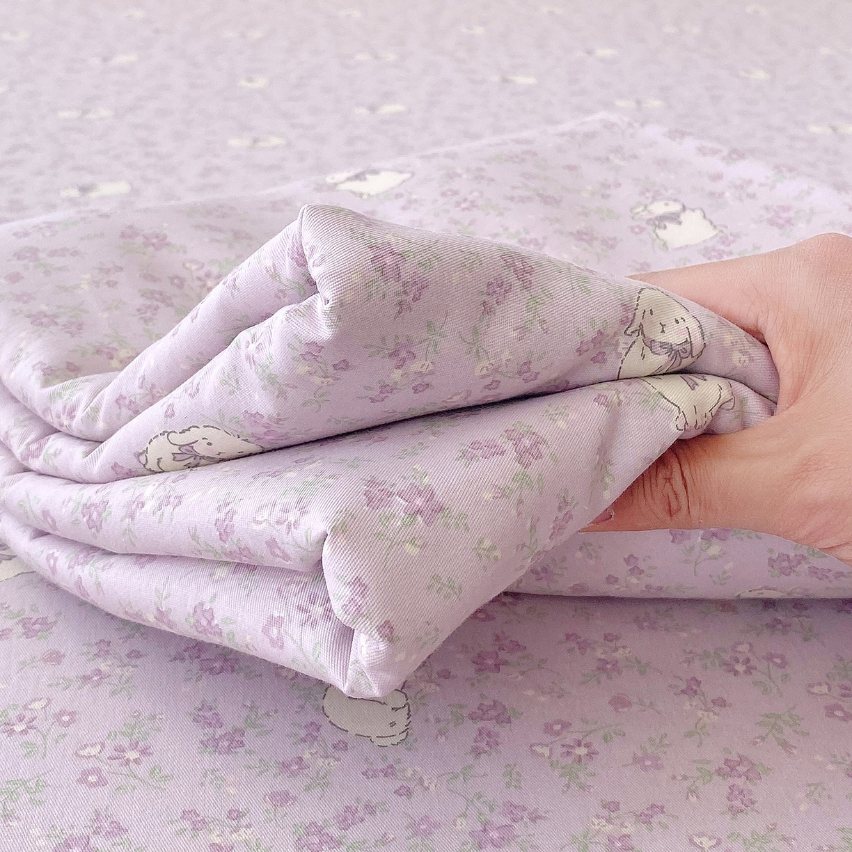 91家纺网 家纺一手货源 找家纺 金丝兔 2026新款纯棉印花单品床笠系列 紫苏