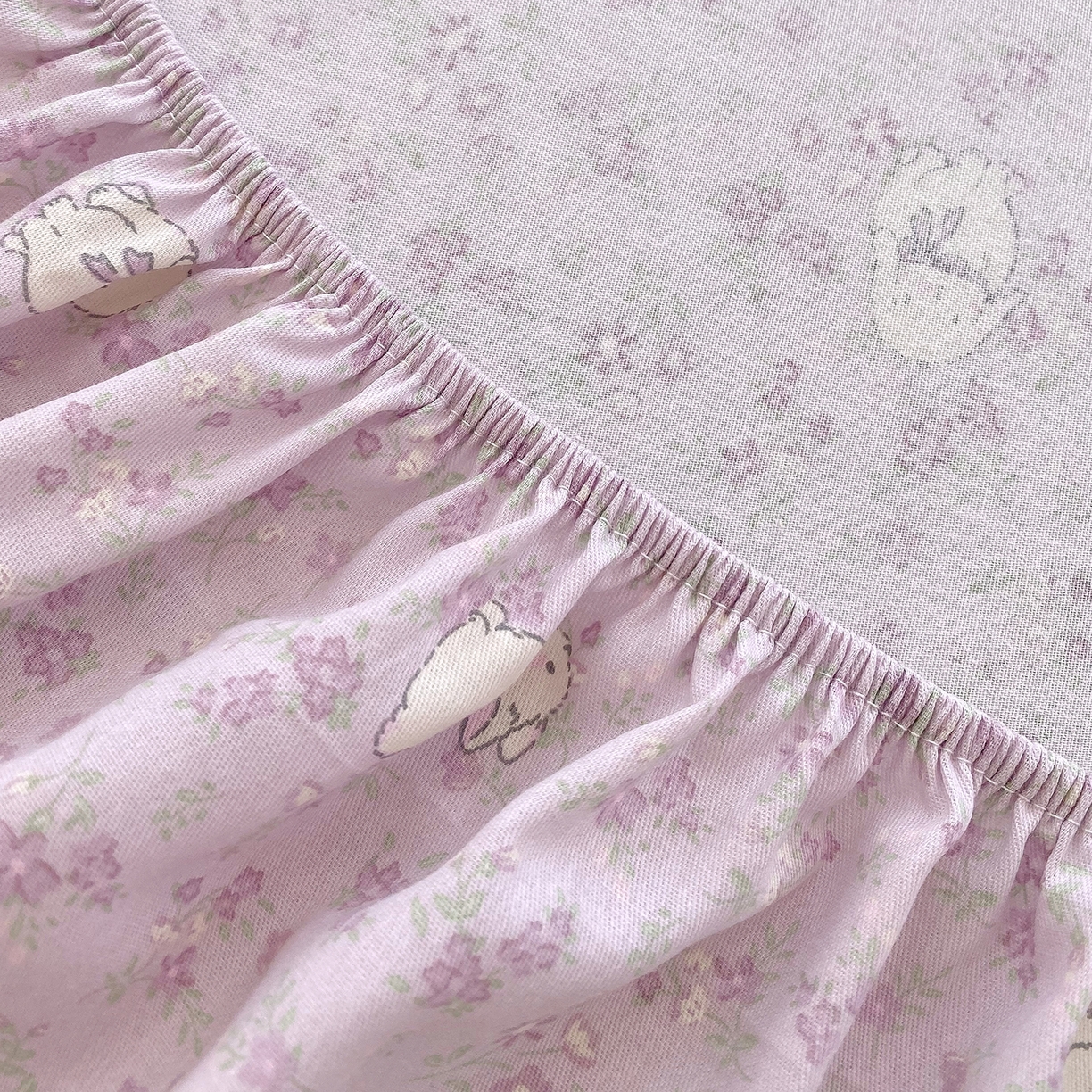 91家纺网 家纺一手货源 找家纺 金丝兔 2026新款纯棉印花单品床笠系列 紫苏