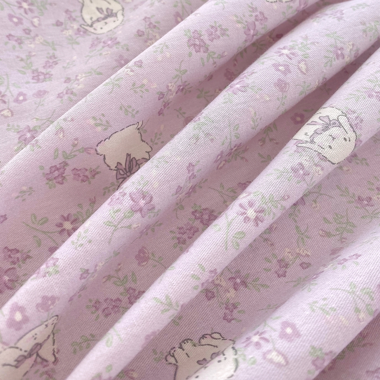 91家纺网 家纺一手货源 找家纺 金丝兔 2026新款纯棉印花单品床笠系列 紫苏