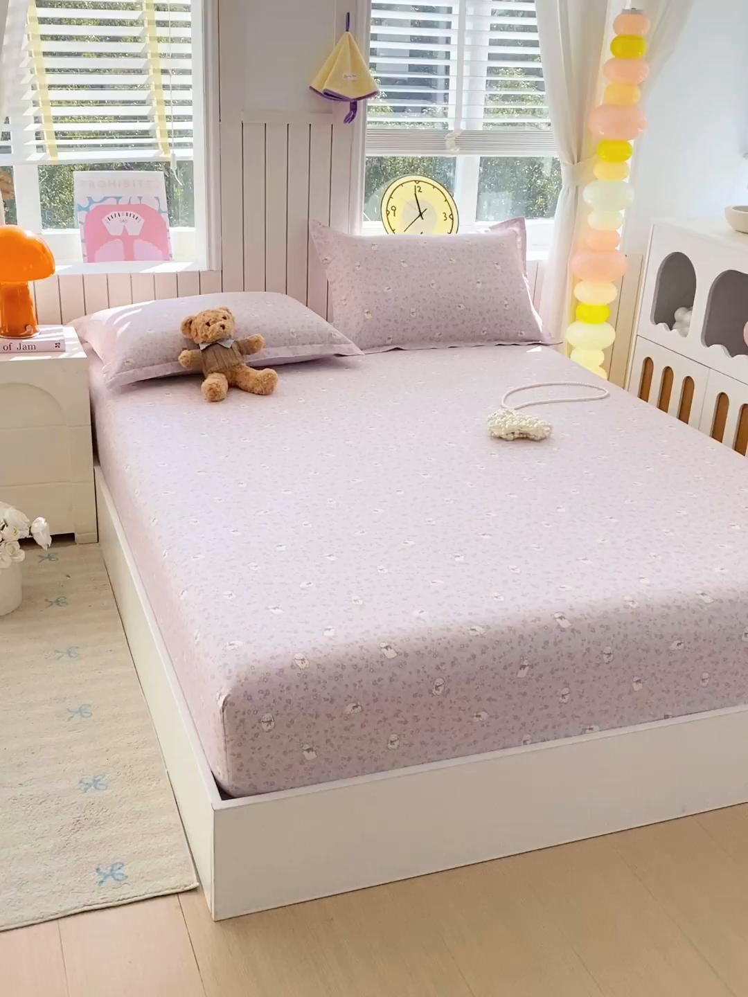 91家纺网 家纺一手货源 找家纺 金丝兔 2026新款纯棉印花单品床笠系列 紫苏