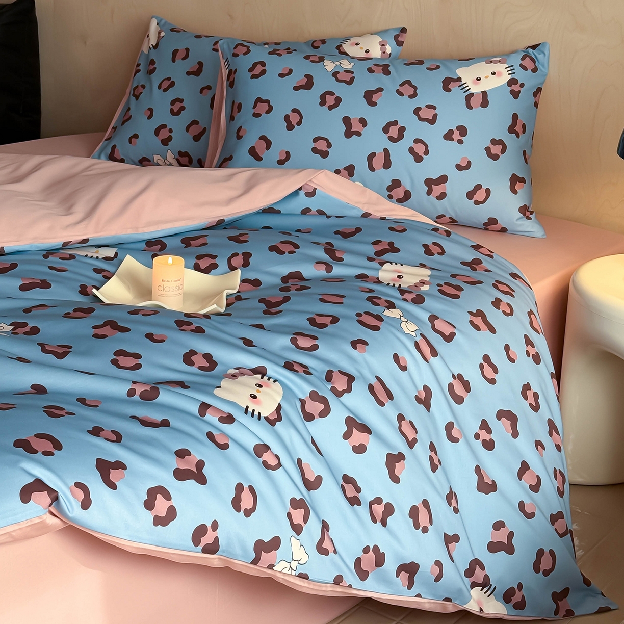 91家纺网 家纺一手货源 找家纺 卧趣家纺 2026新款纯棉四件套高级100Pro全棉贡缎卡通四件套 奥利奥-兰