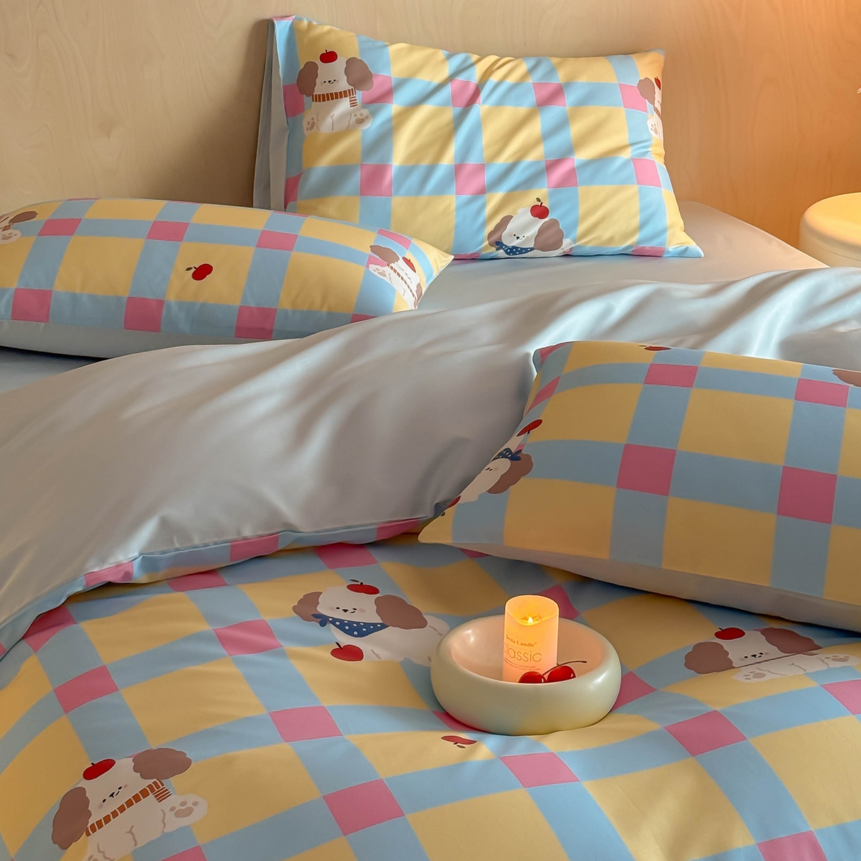 91家纺网 家纺一手货源 找家纺 卧趣家纺 2026新款纯棉四件套高级100Pro全棉贡缎卡通四件套 米拉