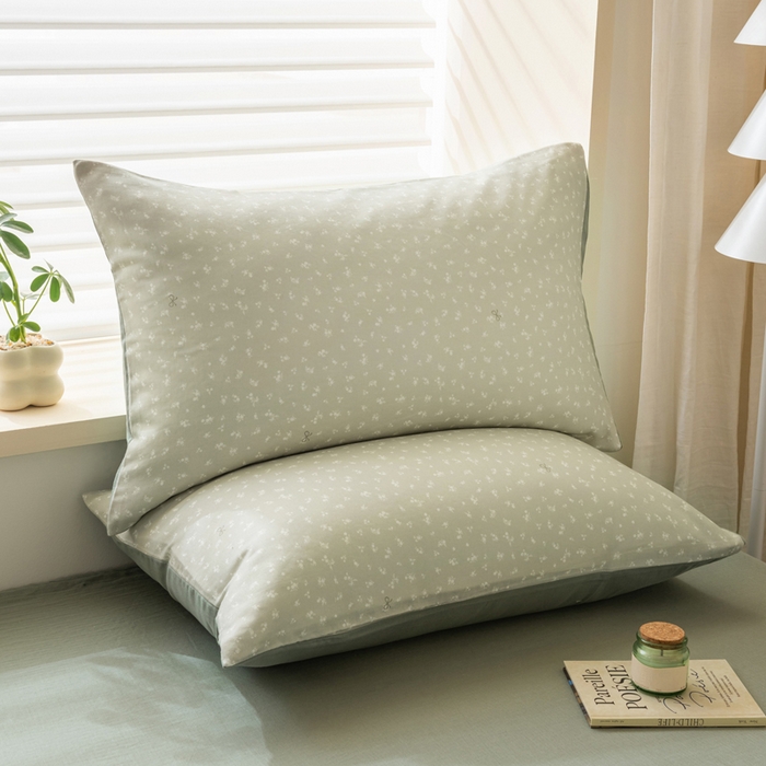 雯雨家纺 2026新款A类全棉有氧双层纱单枕套 全棉双层纱枕套-秘密花园