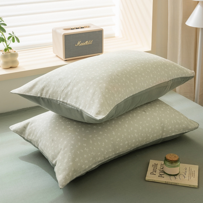 91家纺网 家纺一手货源 找家纺 雯雨家纺 2026新款A类全棉有氧双层纱单枕套 全棉双层纱枕套-秘密花园