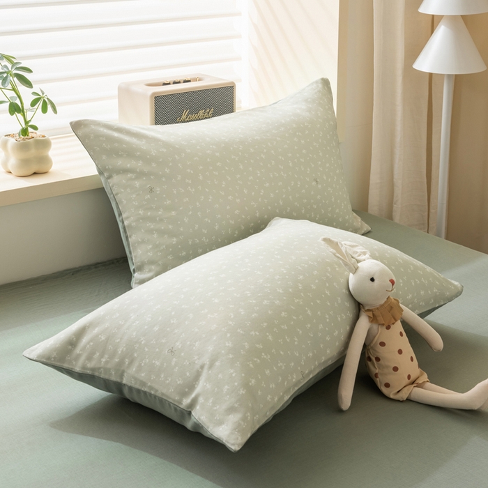 91家纺网 家纺一手货源 找家纺 雯雨家纺 2026新款A类全棉有氧双层纱单枕套 全棉双层纱枕套-秘密花园