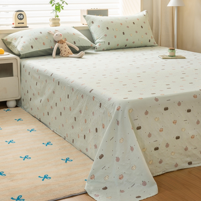 91家纺网 家纺一手货源 找家纺 雯雨家纺 2026新款A类全棉有氧双层纱单枕套 全棉双层纱枕套-南语绿