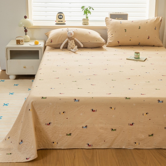 91家纺网 家纺一手货源 找家纺 雯雨家纺 2026新款A类全棉有氧双层纱单枕套 全棉双层纱枕套-皮皮狗