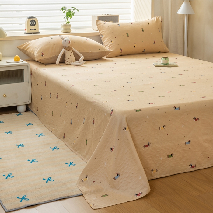 91家纺网 家纺一手货源 找家纺 雯雨家纺 2026新款A类全棉有氧双层纱单枕套 全棉双层纱枕套-皮皮狗