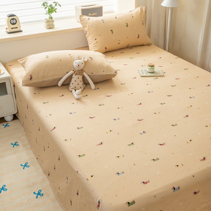 91家纺网 家纺一手货源 找家纺 雯雨家纺 2026新款A类全棉有氧双层纱单枕套 全棉双层纱枕套-皮皮狗