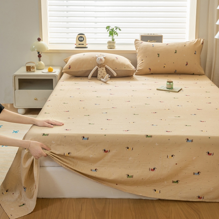 91家纺网 家纺一手货源 找家纺 雯雨家纺 2026新款A类全棉有氧双层纱单枕套 全棉双层纱枕套-皮皮狗