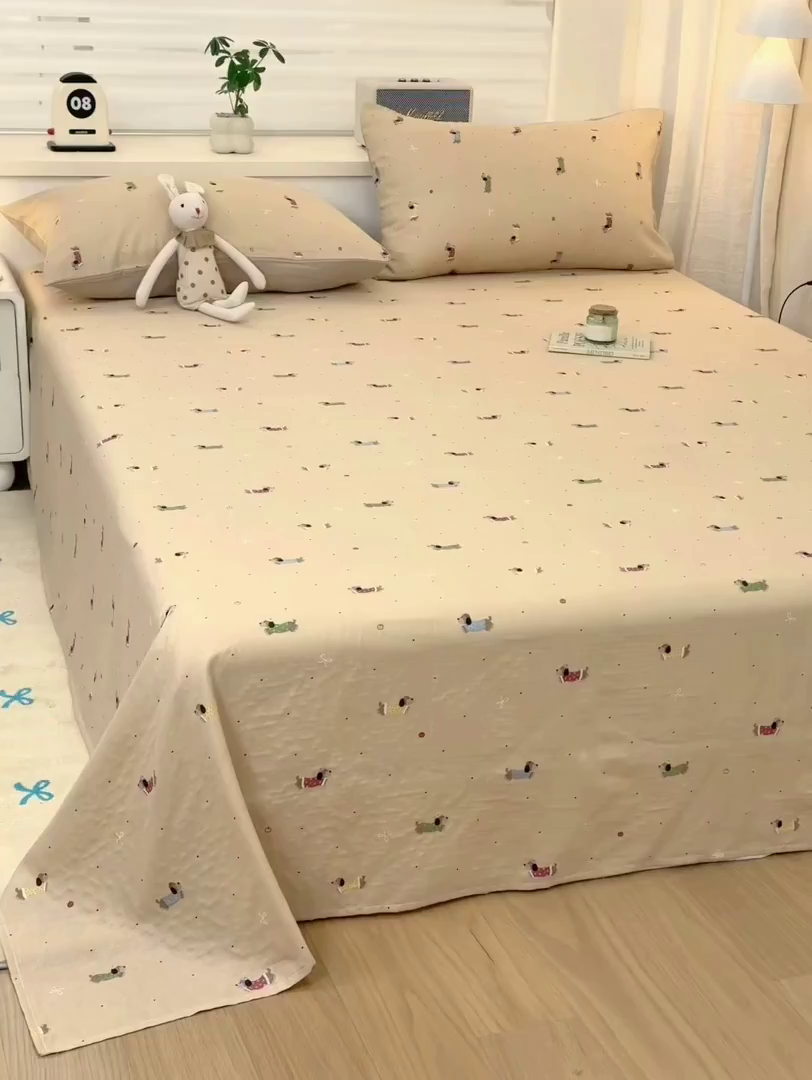 91家纺网 家纺一手货源 找家纺 雯雨家纺 2026新款A类全棉有氧双层纱单枕套 全棉双层纱枕套-皮皮狗