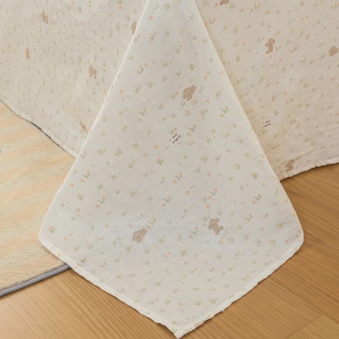 91家纺网 家纺一手货源 找家纺 雯雨家纺 2026新款A类全棉有氧双层纱单枕套 全棉双层纱枕套-田园小熊