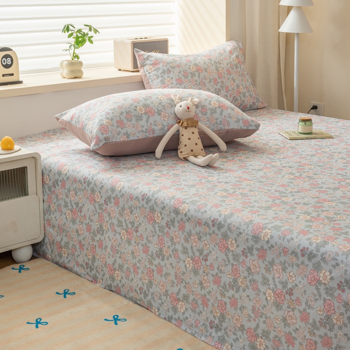 91家纺网 家纺一手货源 找家纺 雯雨家纺 2026新款A类全棉有氧双层纱单枕套 全棉双层纱枕套-香水繁花-兰