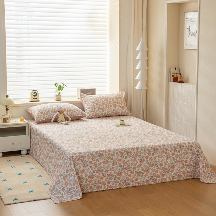 91家纺网 家纺一手货源 找家纺 雯雨家纺 2026新款A类全棉有氧双层纱单枕套 全棉双层纱枕套-香水繁花-米