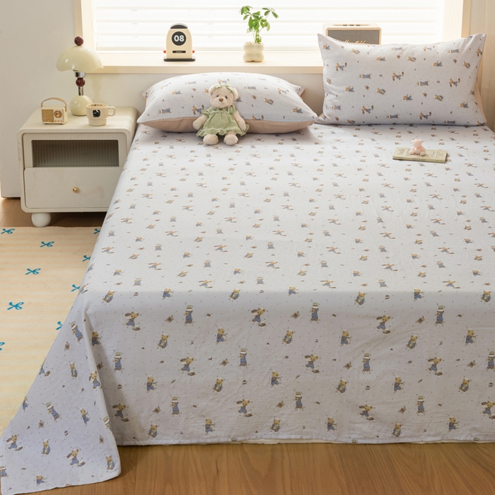 91家纺网 家纺一手货源 找家纺 雯雨家纺 2026新款A类全棉有氧双层纱单枕套 全棉双层纱枕套-小熊礼物