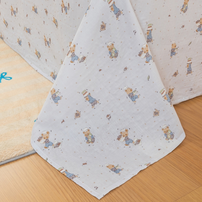 91家纺网 家纺一手货源 找家纺 雯雨家纺 2026新款A类全棉有氧双层纱单枕套 全棉双层纱枕套-小熊礼物