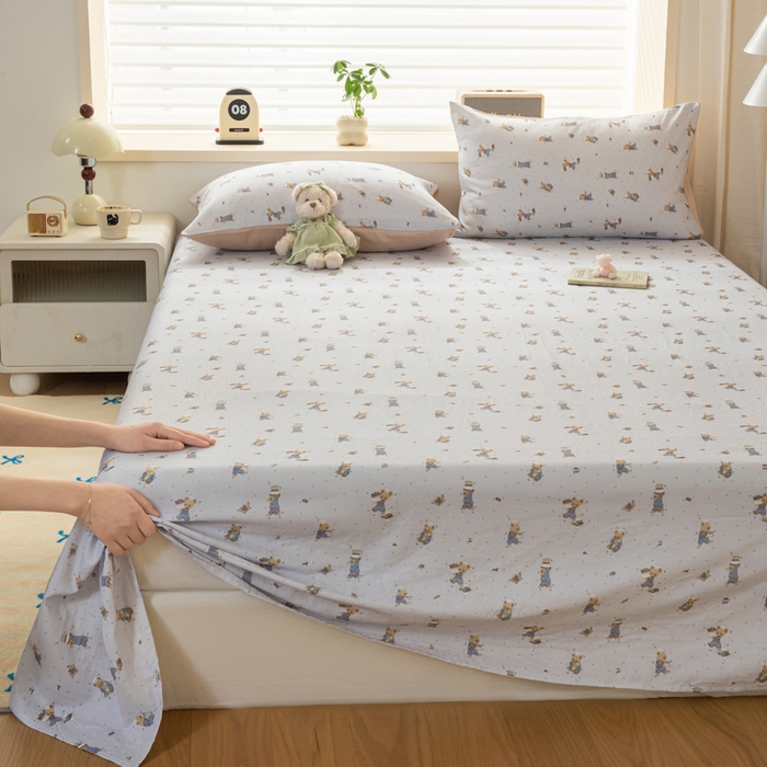 91家纺网 家纺一手货源 找家纺 雯雨家纺 2026新款A类全棉有氧双层纱单枕套 全棉双层纱枕套-小熊礼物