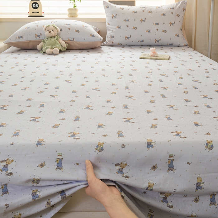 91家纺网 家纺一手货源 找家纺 雯雨家纺 2026新款A类全棉有氧双层纱单枕套 全棉双层纱枕套-小熊礼物