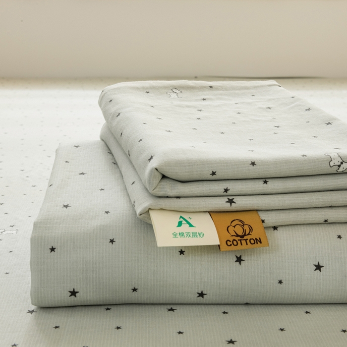 91家纺网 家纺一手货源 找家纺 雯雨家纺 2026新款A类全棉有氧双层纱单枕套 全棉双层纱枕套-星空犬