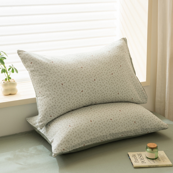 雯雨家纺 2026新款A类全棉有氧双层纱单枕套 全棉双层纱枕套-雪妮