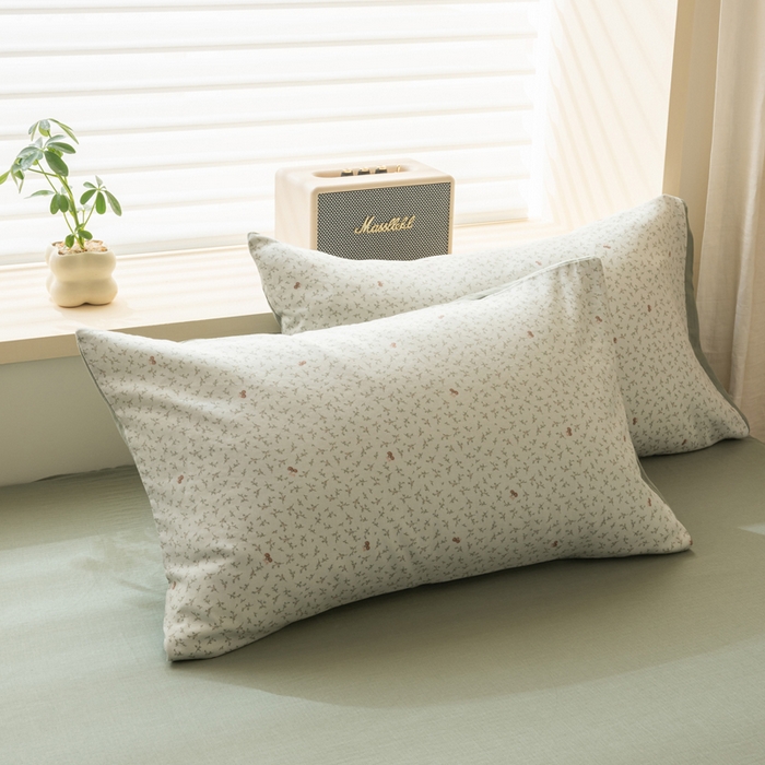 91家纺网 家纺一手货源 找家纺 雯雨家纺 2026新款A类全棉有氧双层纱单枕套 全棉双层纱枕套-雪妮