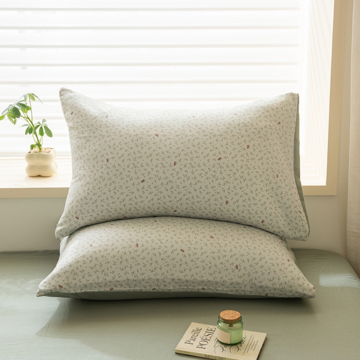 91家纺网 家纺一手货源 找家纺 雯雨家纺 2026新款A类全棉有氧双层纱单枕套 全棉双层纱枕套-雪妮