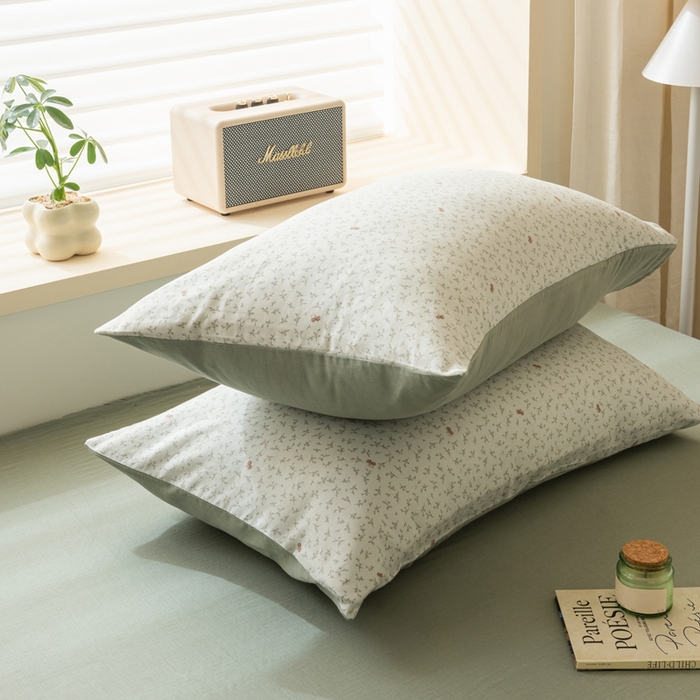 91家纺网 家纺一手货源 找家纺 雯雨家纺 2026新款A类全棉有氧双层纱单枕套 全棉双层纱枕套-雪妮