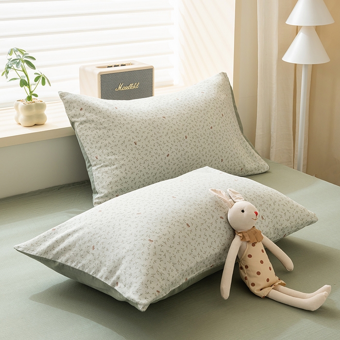 91家纺网 家纺一手货源 找家纺 雯雨家纺 2026新款A类全棉有氧双层纱单枕套 全棉双层纱枕套-雪妮