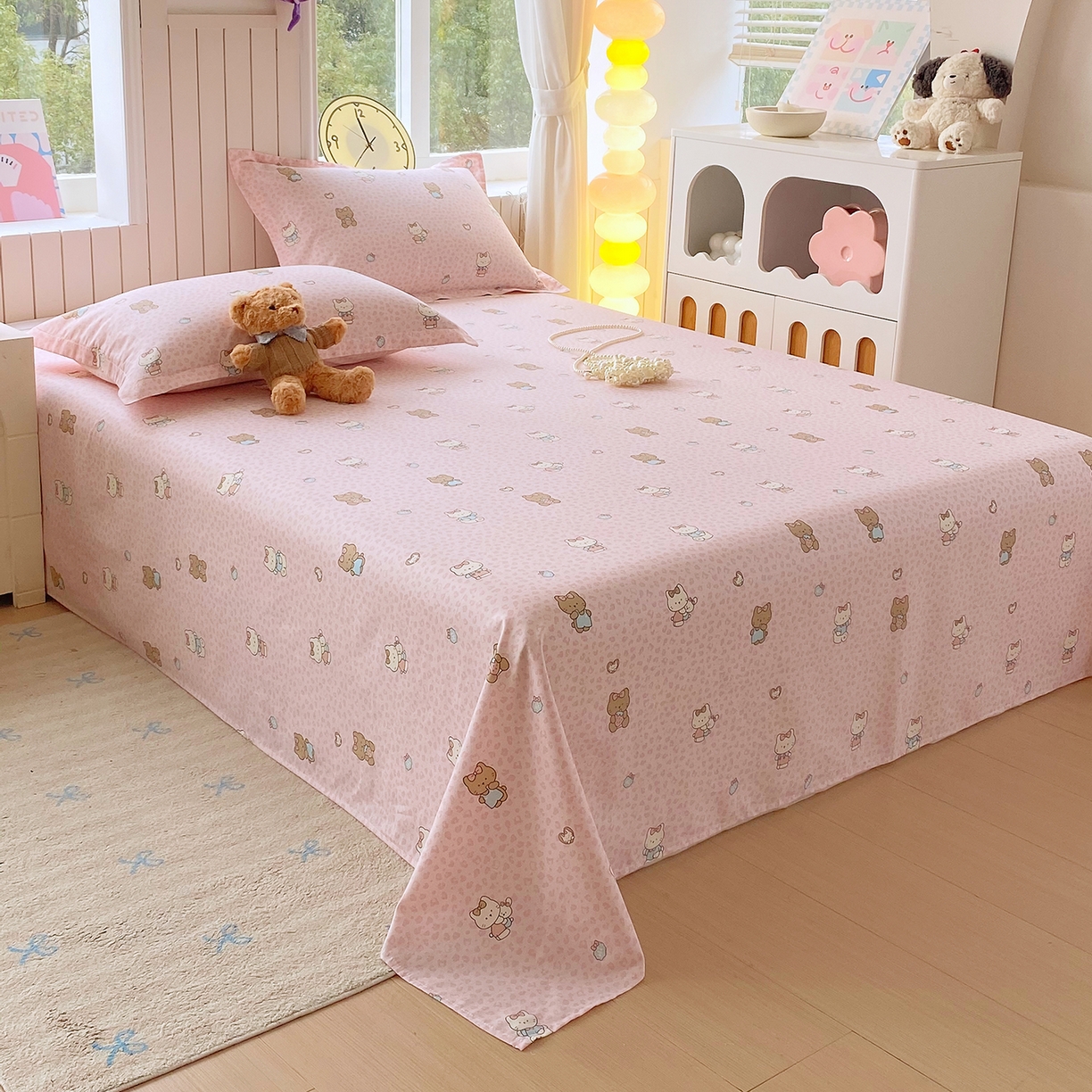 91家纺网 家纺一手货源 找家纺 金丝兔 2026新款纯棉印花单品床单系列 布偶假期