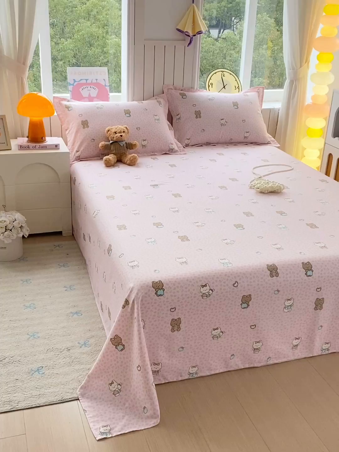 91家纺网 家纺一手货源 找家纺 金丝兔 2026新款纯棉印花单品床单系列 布偶假期