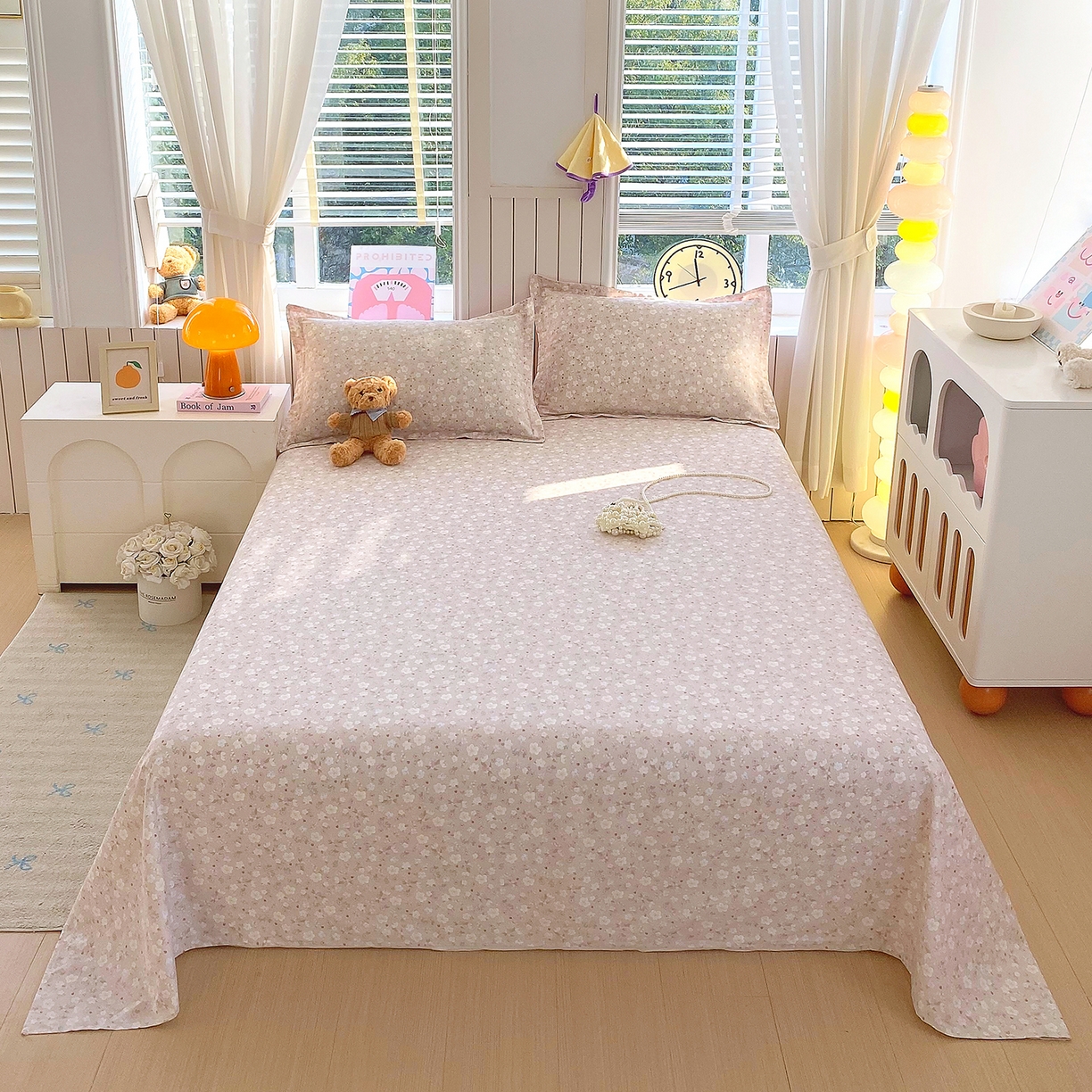 金丝兔 2026新款纯棉印花单品床单系列 春野苍兰