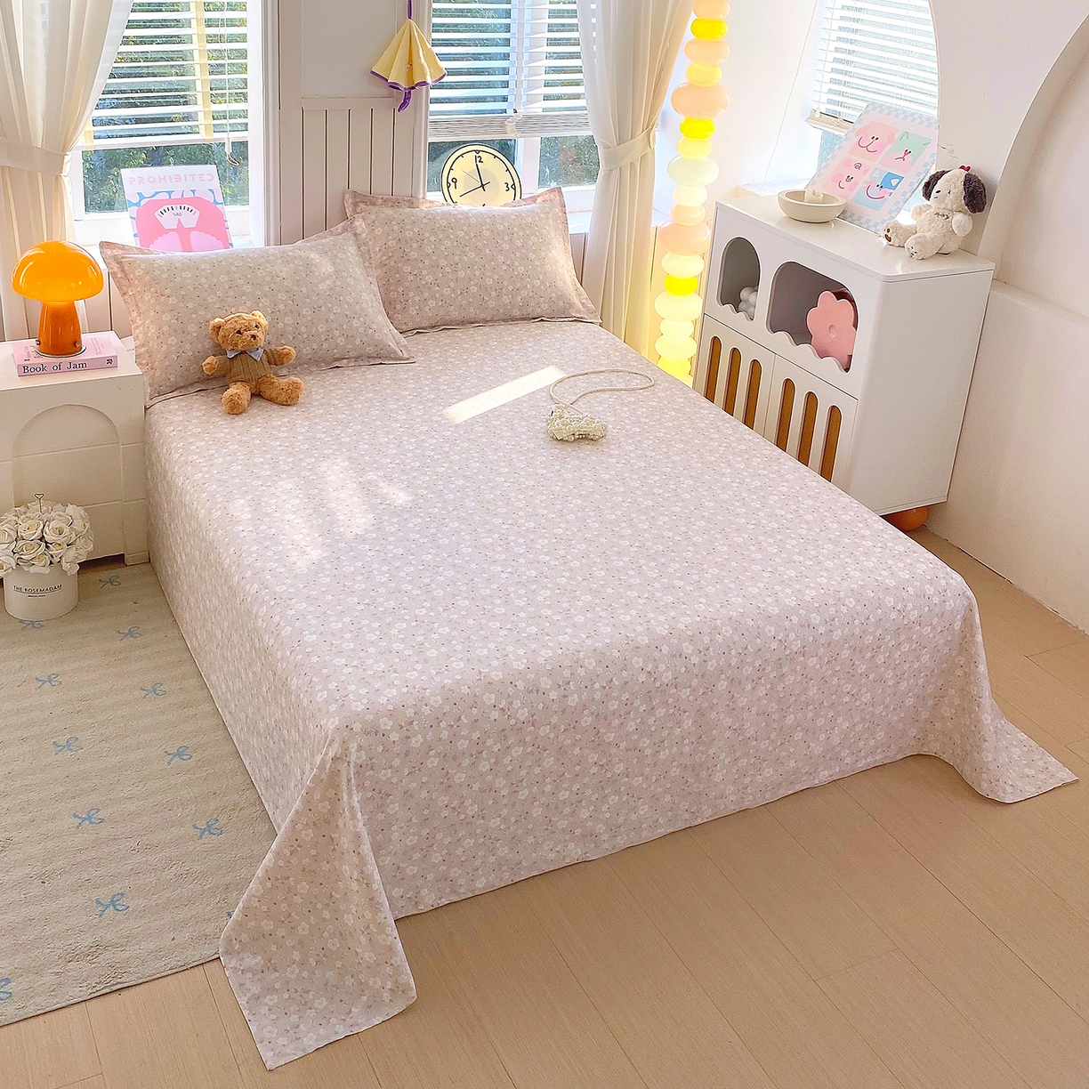 91家纺网 家纺一手货源 找家纺 金丝兔 2026新款纯棉印花单品床单系列 春野苍兰