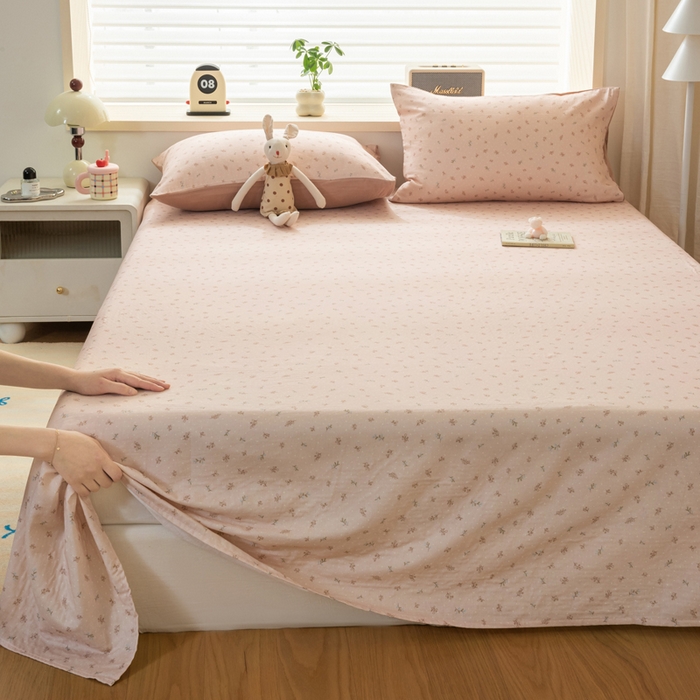 91家纺网 家纺一手货源 找家纺 雯雨家纺 2026新款A类全棉有氧双层纱单枕套 全棉双层纱枕套-叶香