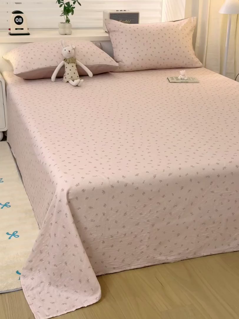 91家纺网 家纺一手货源 找家纺 雯雨家纺 2026新款A类全棉有氧双层纱单枕套 全棉双层纱枕套-叶香