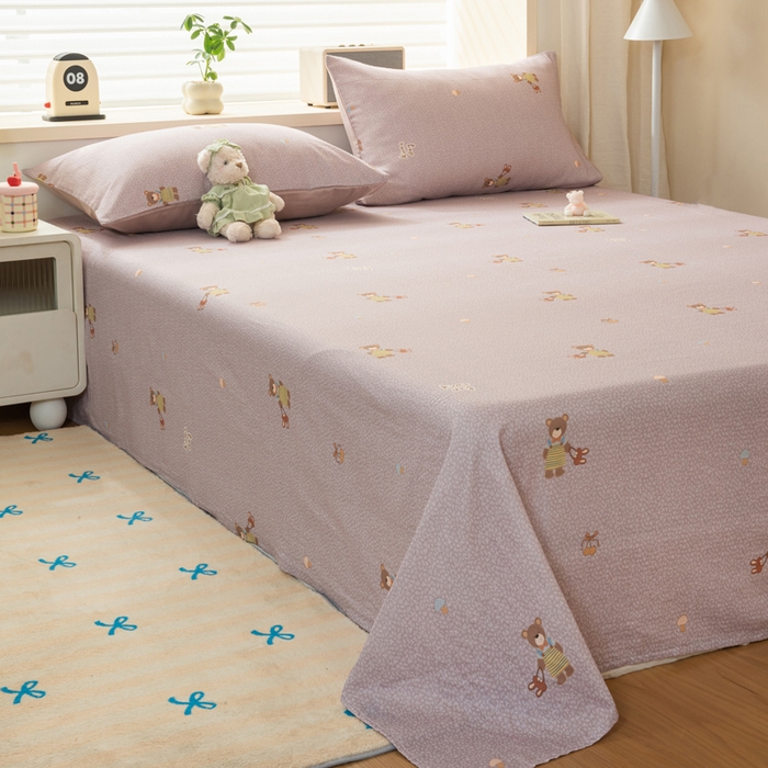 91家纺网 家纺一手货源 找家纺 雯雨家纺 2026新款A类全棉有氧双层纱单枕套 全棉双层纱枕套-朱迪熊