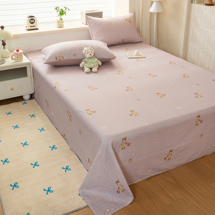 91家纺网 家纺一手货源 找家纺 雯雨家纺 2026新款A类全棉有氧双层纱单枕套 全棉双层纱枕套-朱迪熊