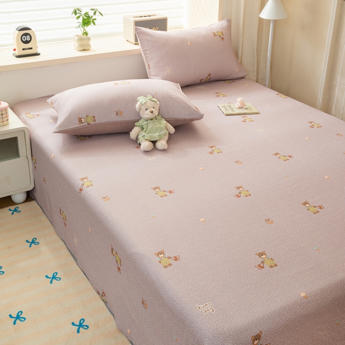 91家纺网 家纺一手货源 找家纺 雯雨家纺 2026新款A类全棉有氧双层纱单枕套 全棉双层纱枕套-朱迪熊