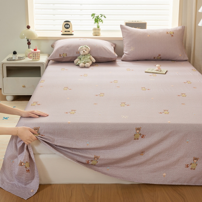 91家纺网 家纺一手货源 找家纺 雯雨家纺 2026新款A类全棉有氧双层纱单枕套 全棉双层纱枕套-朱迪熊