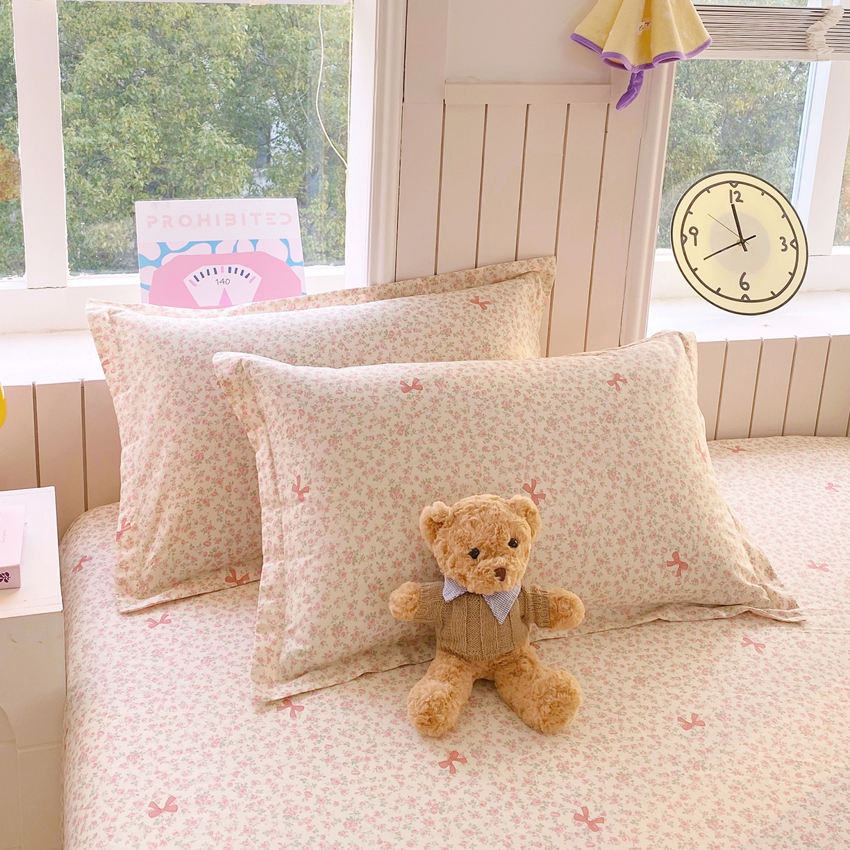 91家纺网 家纺一手货源 找家纺 金丝兔 2026新款纯棉印花单品床单系列 粉蕊蝶